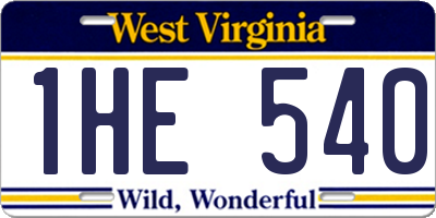 WV license plate 1HE540