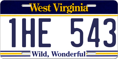 WV license plate 1HE543