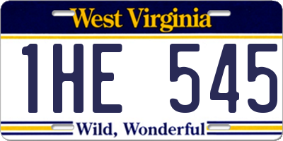 WV license plate 1HE545