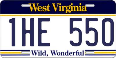 WV license plate 1HE550