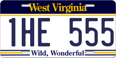 WV license plate 1HE555