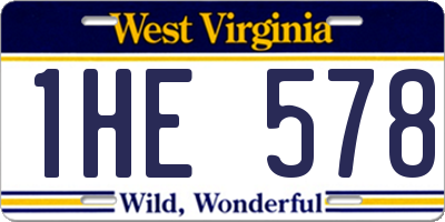 WV license plate 1HE578