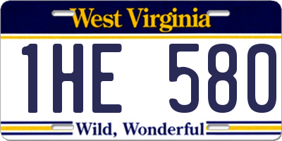 WV license plate 1HE580