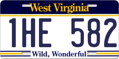 WV license plate 1HE582