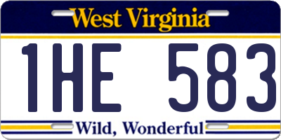 WV license plate 1HE583