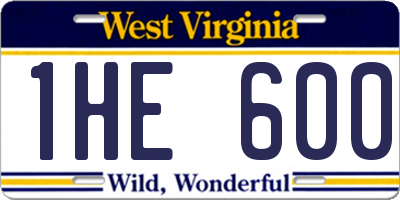 WV license plate 1HE600
