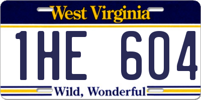 WV license plate 1HE604