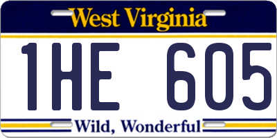 WV license plate 1HE605
