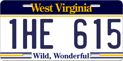 WV license plate 1HE615