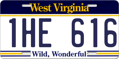 WV license plate 1HE616