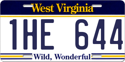 WV license plate 1HE644