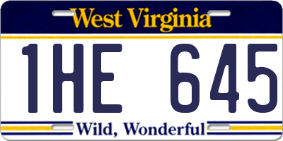 WV license plate 1HE645