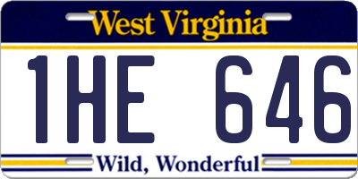 WV license plate 1HE646