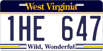 WV license plate 1HE647