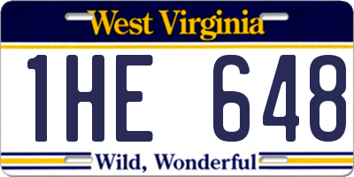 WV license plate 1HE648