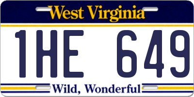 WV license plate 1HE649