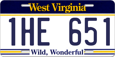WV license plate 1HE651