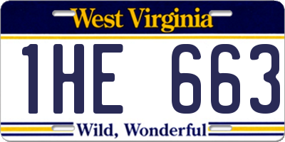 WV license plate 1HE663