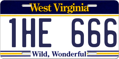 WV license plate 1HE666