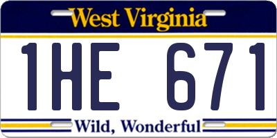 WV license plate 1HE671