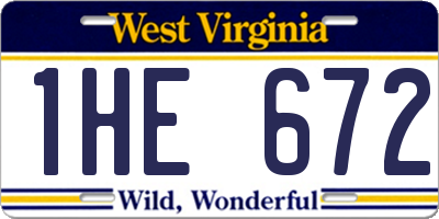 WV license plate 1HE672