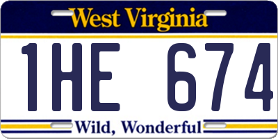 WV license plate 1HE674