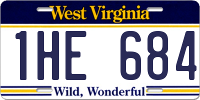 WV license plate 1HE684