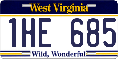 WV license plate 1HE685