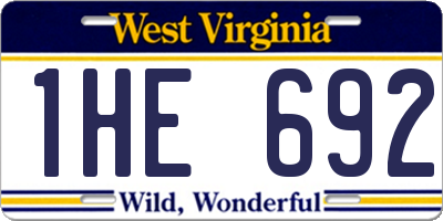 WV license plate 1HE692