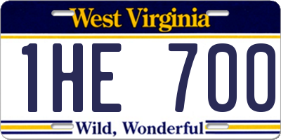 WV license plate 1HE700