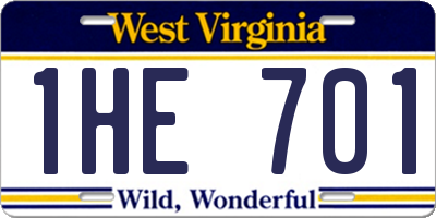 WV license plate 1HE701
