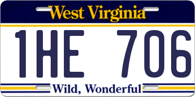 WV license plate 1HE706