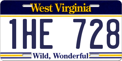 WV license plate 1HE728