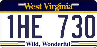 WV license plate 1HE730