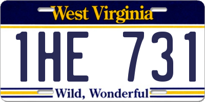 WV license plate 1HE731