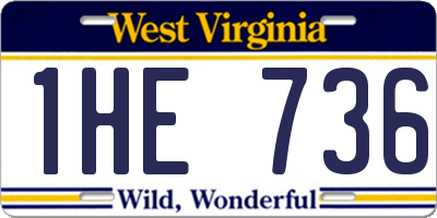 WV license plate 1HE736