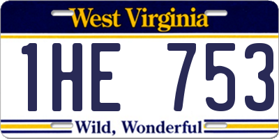 WV license plate 1HE753