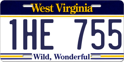 WV license plate 1HE755