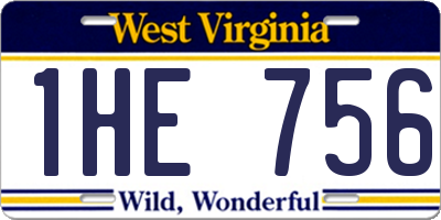 WV license plate 1HE756