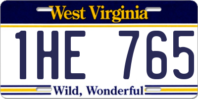 WV license plate 1HE765
