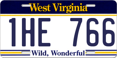 WV license plate 1HE766