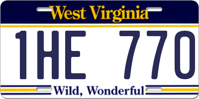 WV license plate 1HE770