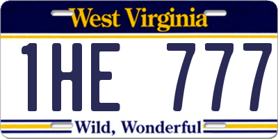 WV license plate 1HE777