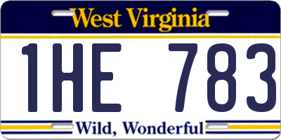 WV license plate 1HE783