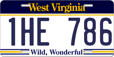 WV license plate 1HE786