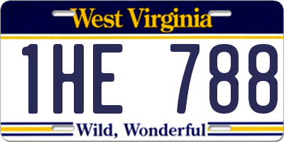 WV license plate 1HE788