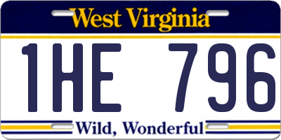 WV license plate 1HE796