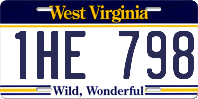 WV license plate 1HE798