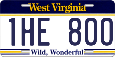 WV license plate 1HE800