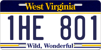 WV license plate 1HE801